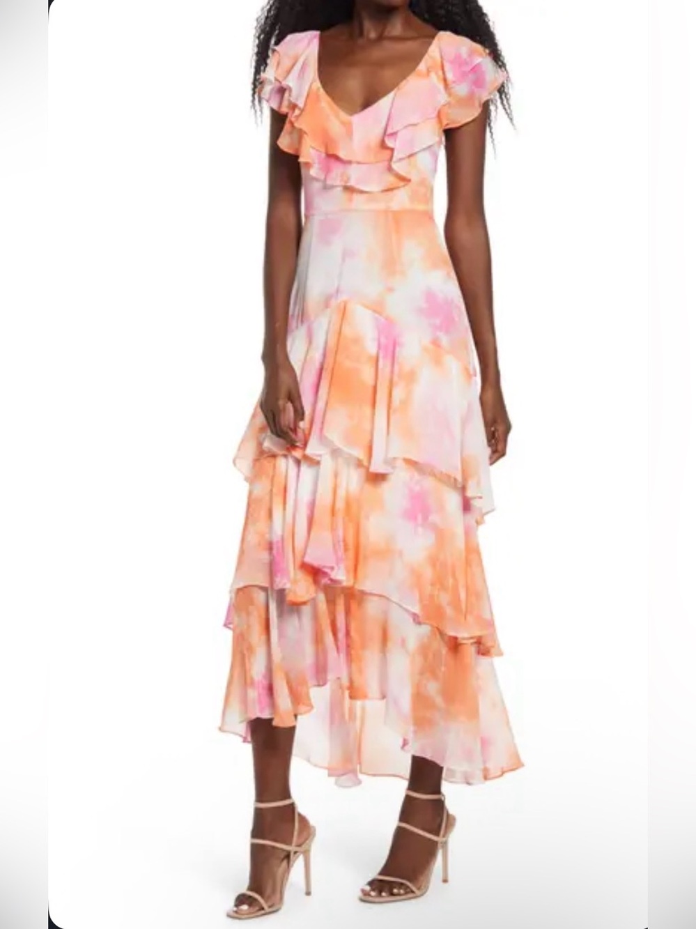 NWT- Wayf Chelsea Tiered Ruffle Maxi Dress in the Passion Tie Dye Sz Small